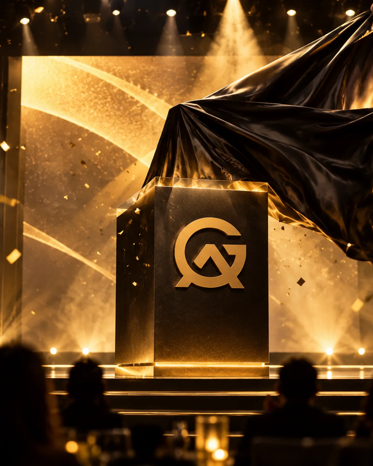 Product launch reveal on stage